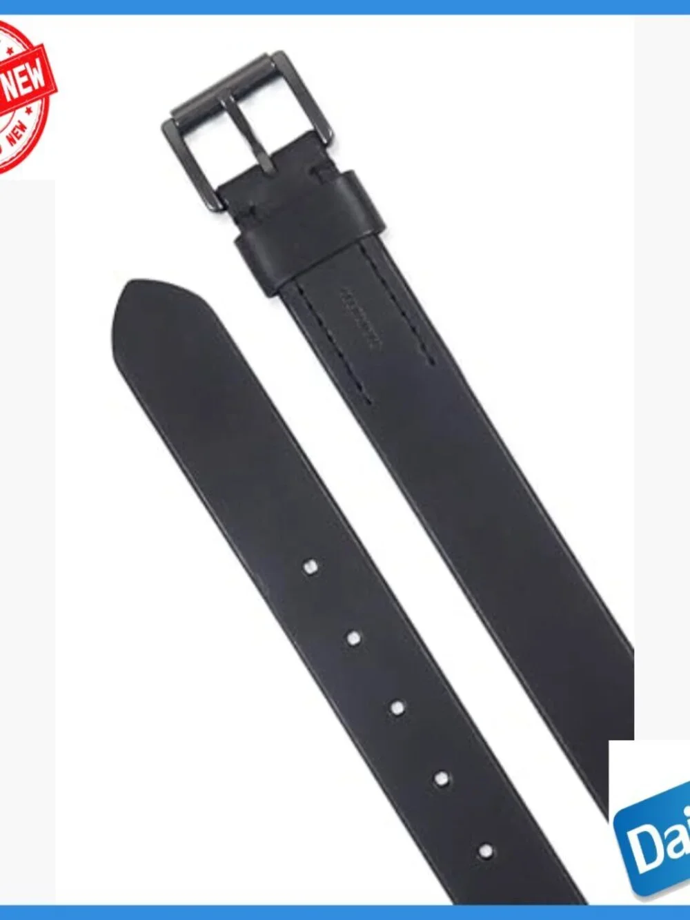 Men's 1.5 Inch Leather Belt with Roller Buckle, Adjustable Sizing